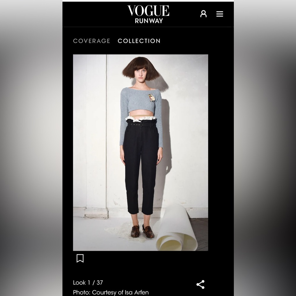 Isa Arfen Paper Bag Trouser with Boderie Trim - in 2017 Vogue Runway